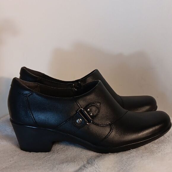 Clarks Black Leather "Genette Harper" Ankle Booties - Picture 1 of 9